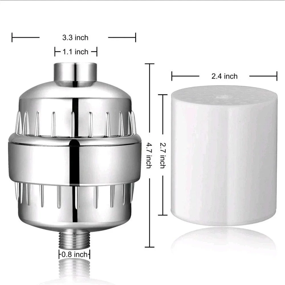 2 PCS 20 Stage Universal Shower Head Filter for Hard Water Chrome Purifier Tape